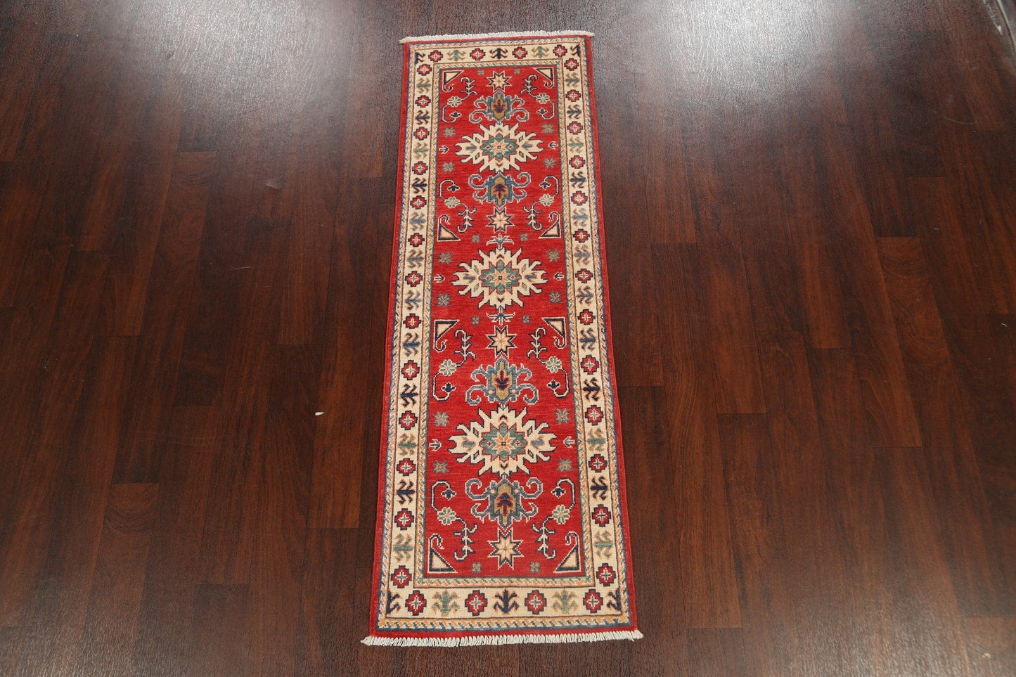 Geometric Kazak Oriental Runner Rug 2x6