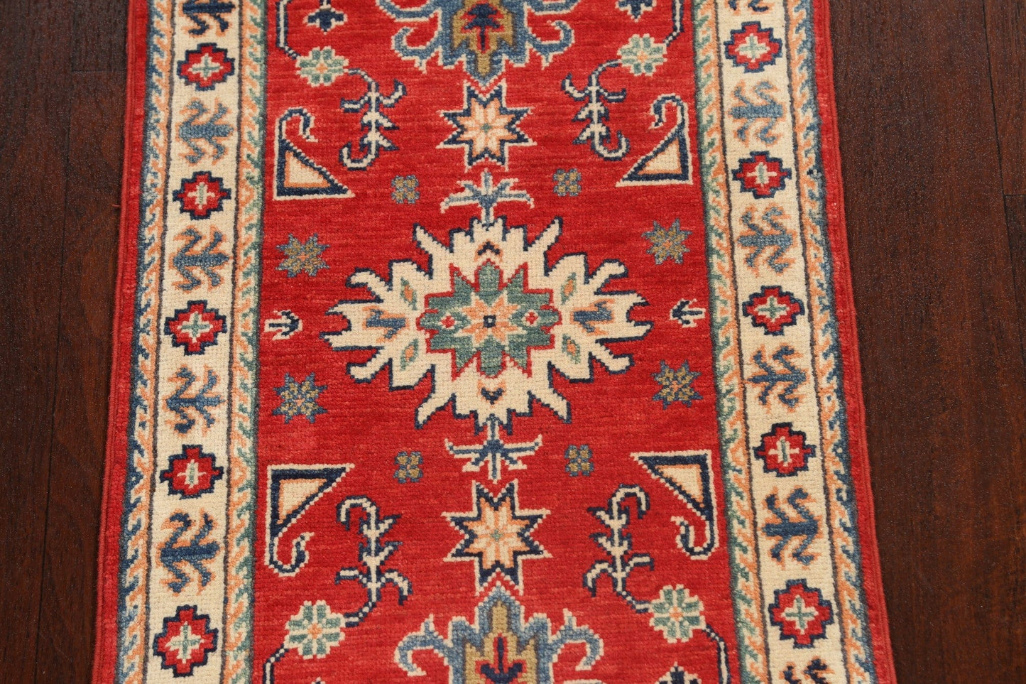 Geometric Kazak Oriental Runner Rug 2x6