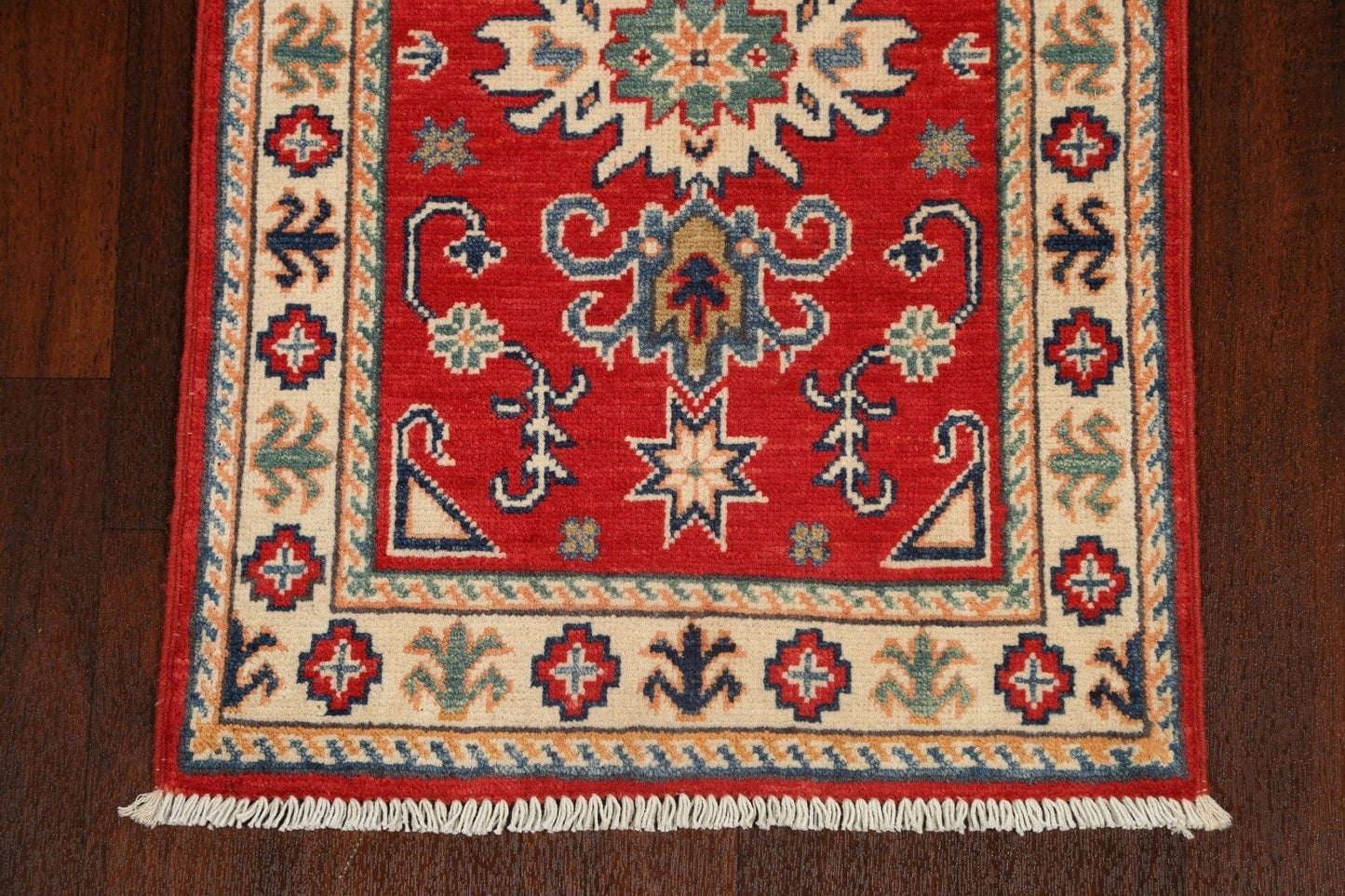 Geometric Kazak Oriental Runner Rug 2x6