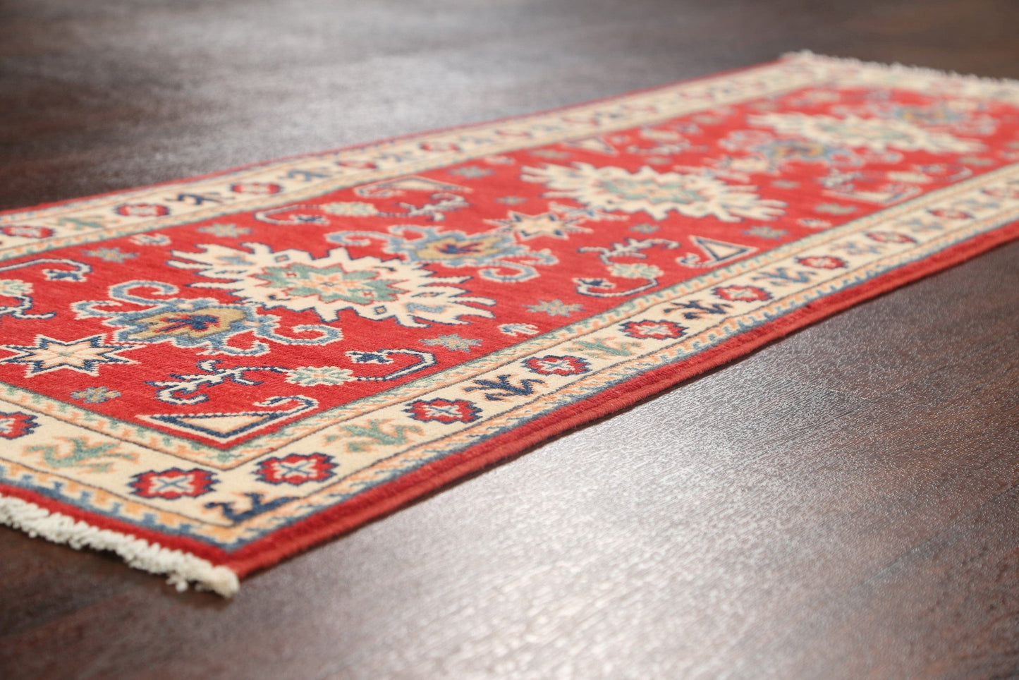 Geometric Kazak Oriental Runner Rug 2x6