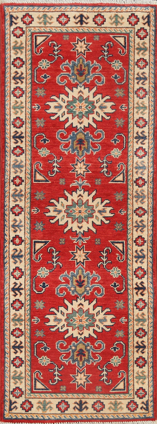 Geometric Kazak Oriental Runner Rug 2x6