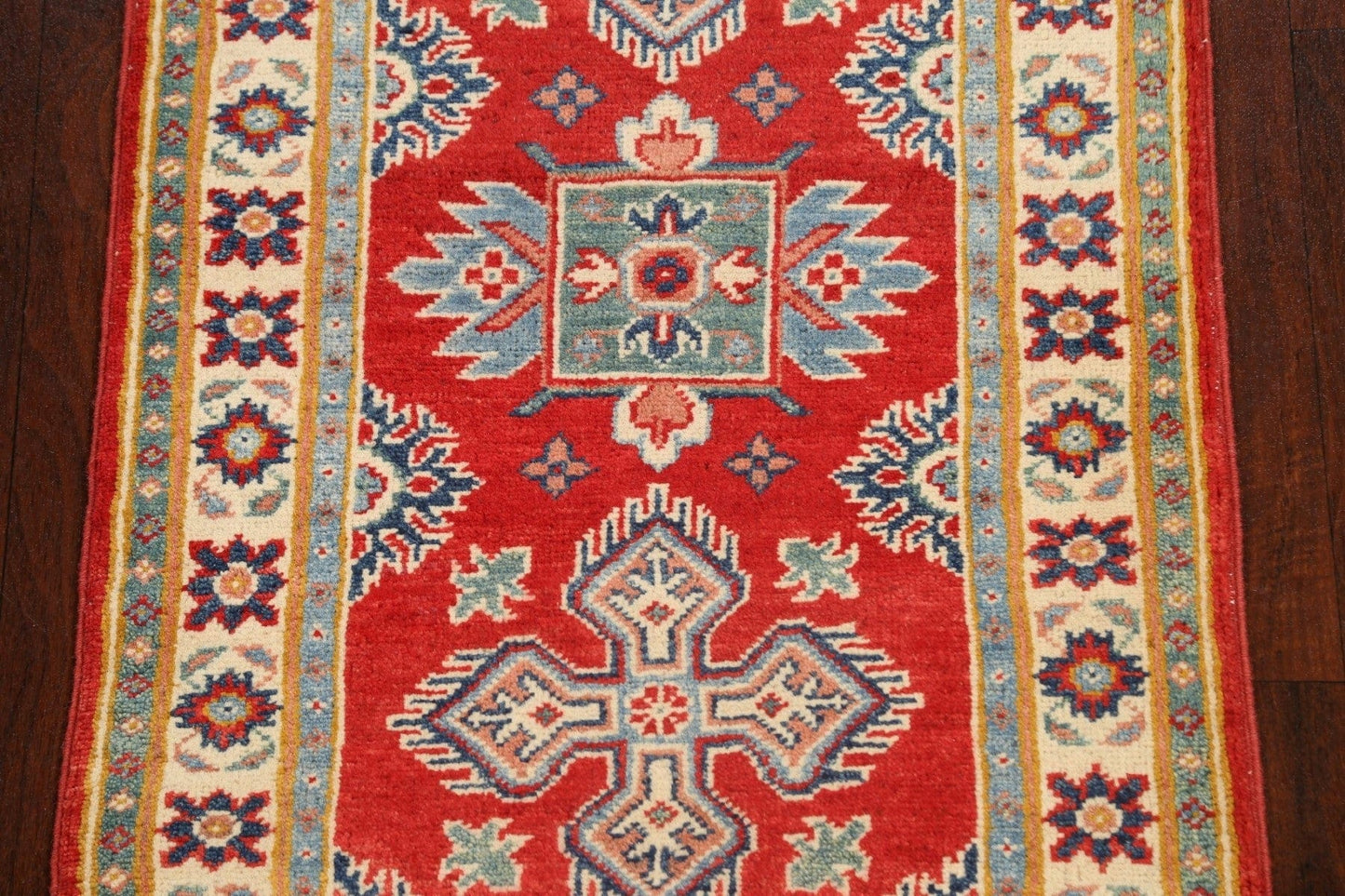 Geometric Kazak Oriental Runner Rug 2x6