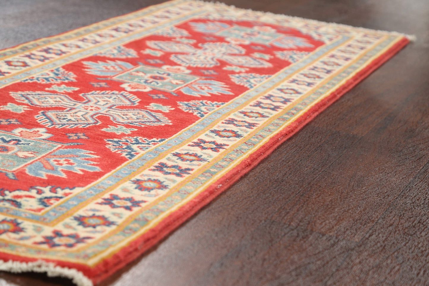 Geometric Kazak Oriental Runner Rug 2x6