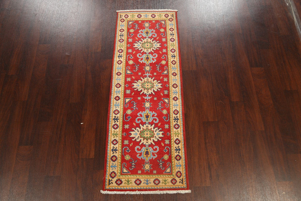 Geometric Kazak Oriental Runner Rug 2x6