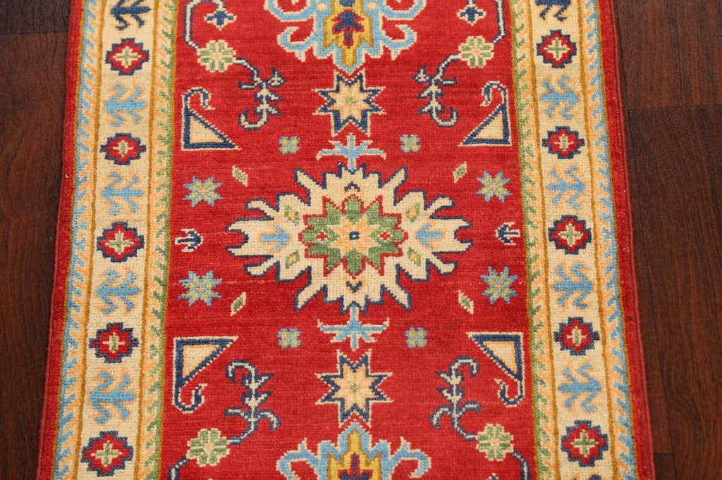 Geometric Kazak Oriental Runner Rug 2x6