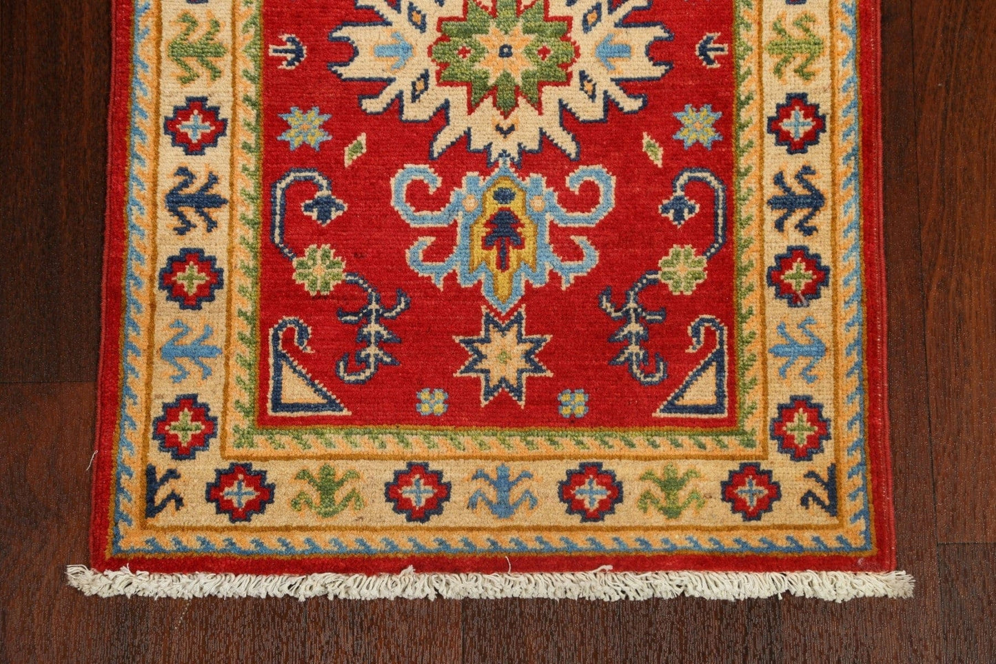 Geometric Kazak Oriental Runner Rug 2x6