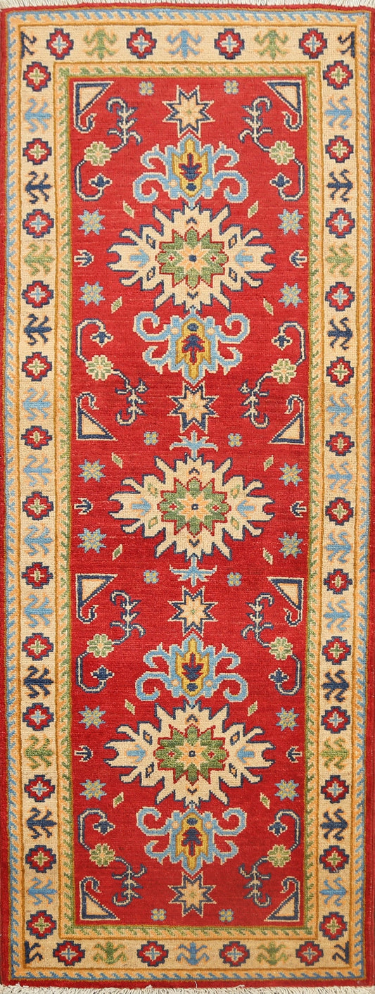 Geometric Kazak Oriental Runner Rug 2x6