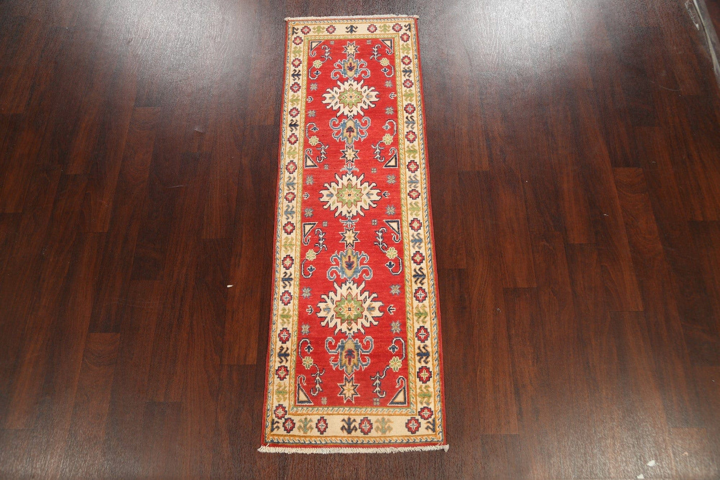 Geometric Kazak Oriental Runner Rug 2x6