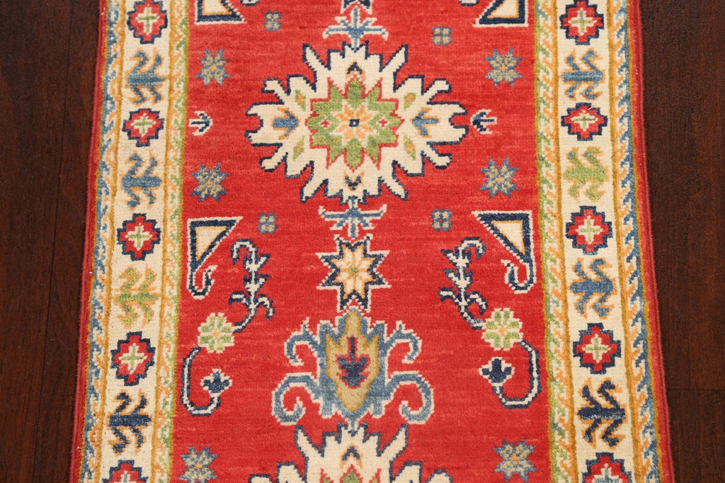 Geometric Kazak Oriental Runner Rug 2x6