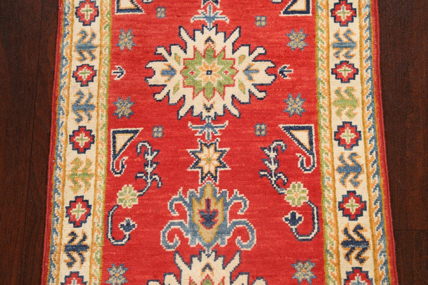 Geometric Kazak Oriental Runner Rug 2x6