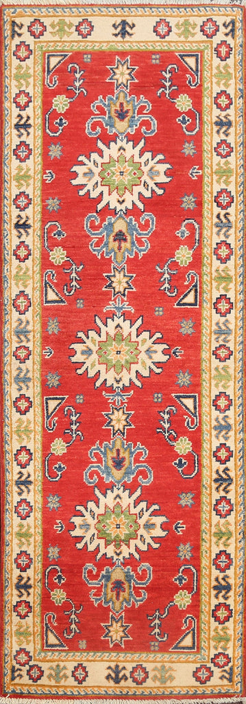 Geometric Kazak Oriental Runner Rug 2x6