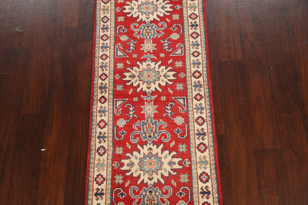 Geometric Red Kazak Oriental Runner Rug 2x6