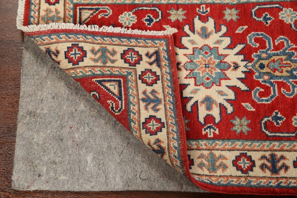 Geometric Red Kazak Oriental Runner Rug 2x6