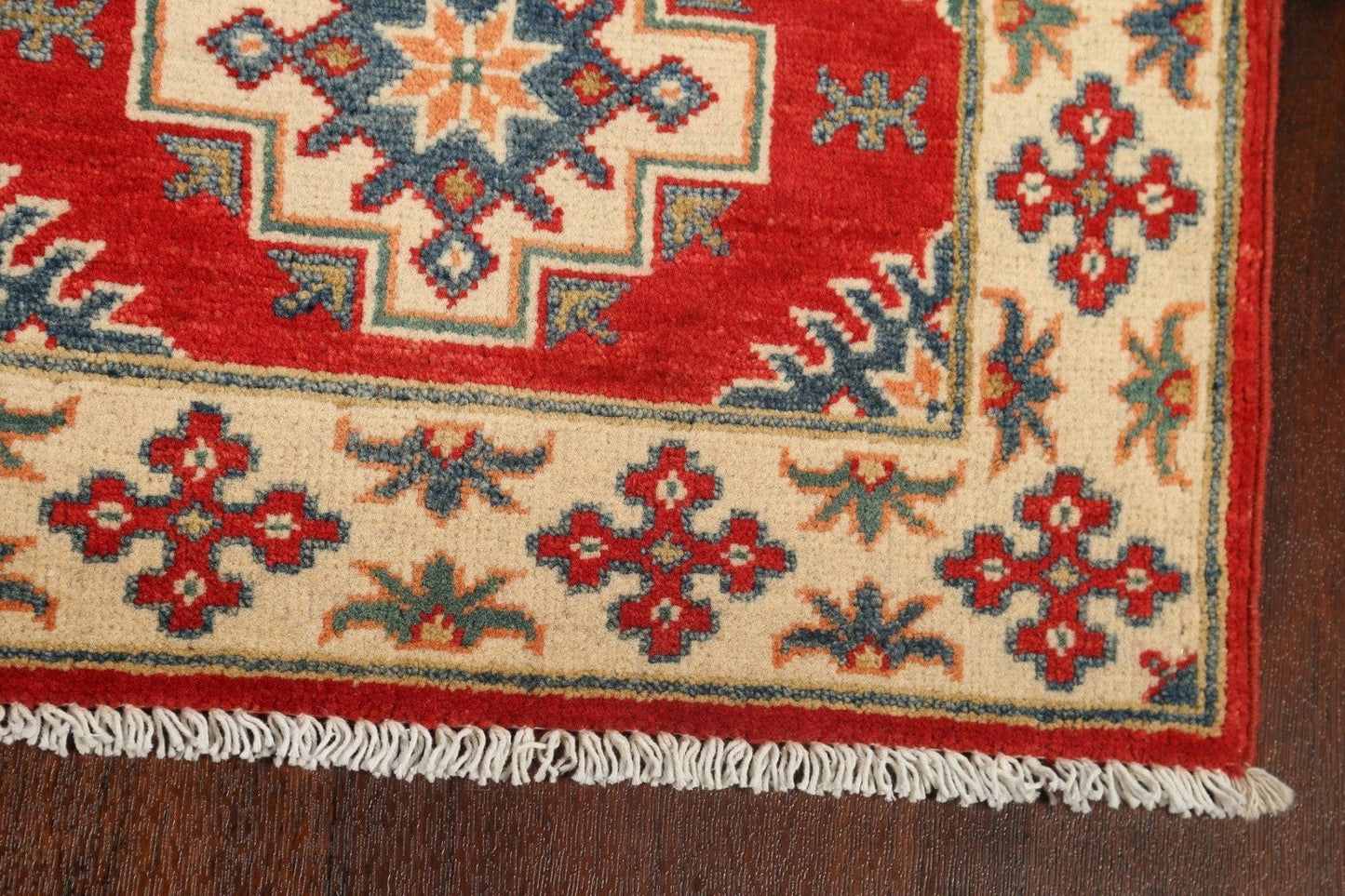 Geometric Red Kazak Oriental Runner Rug 2x6