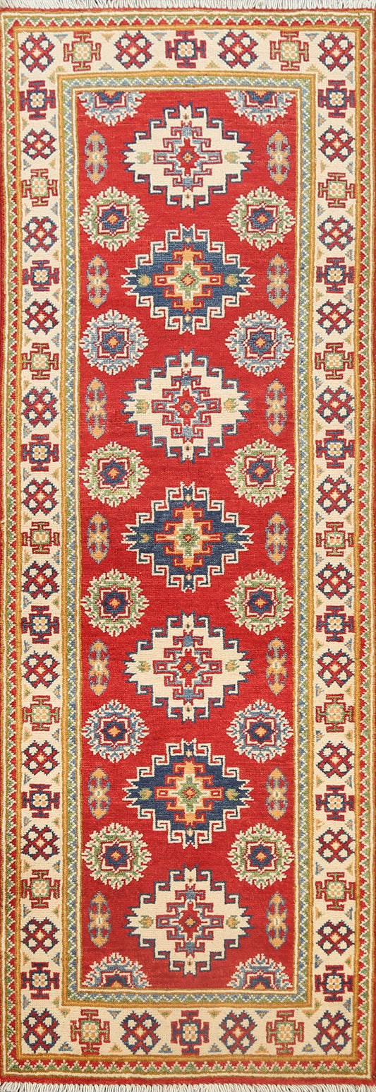 Geometric Kazak Oriental Runner Rug 2x6