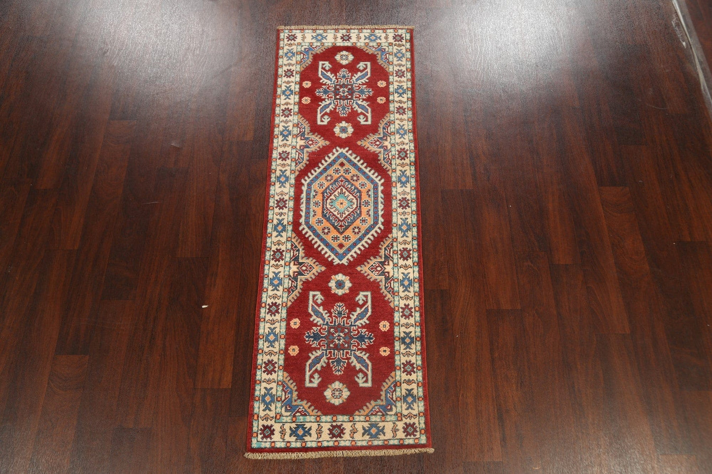 Geometric Kazak Oriental Runner Rug 2x6