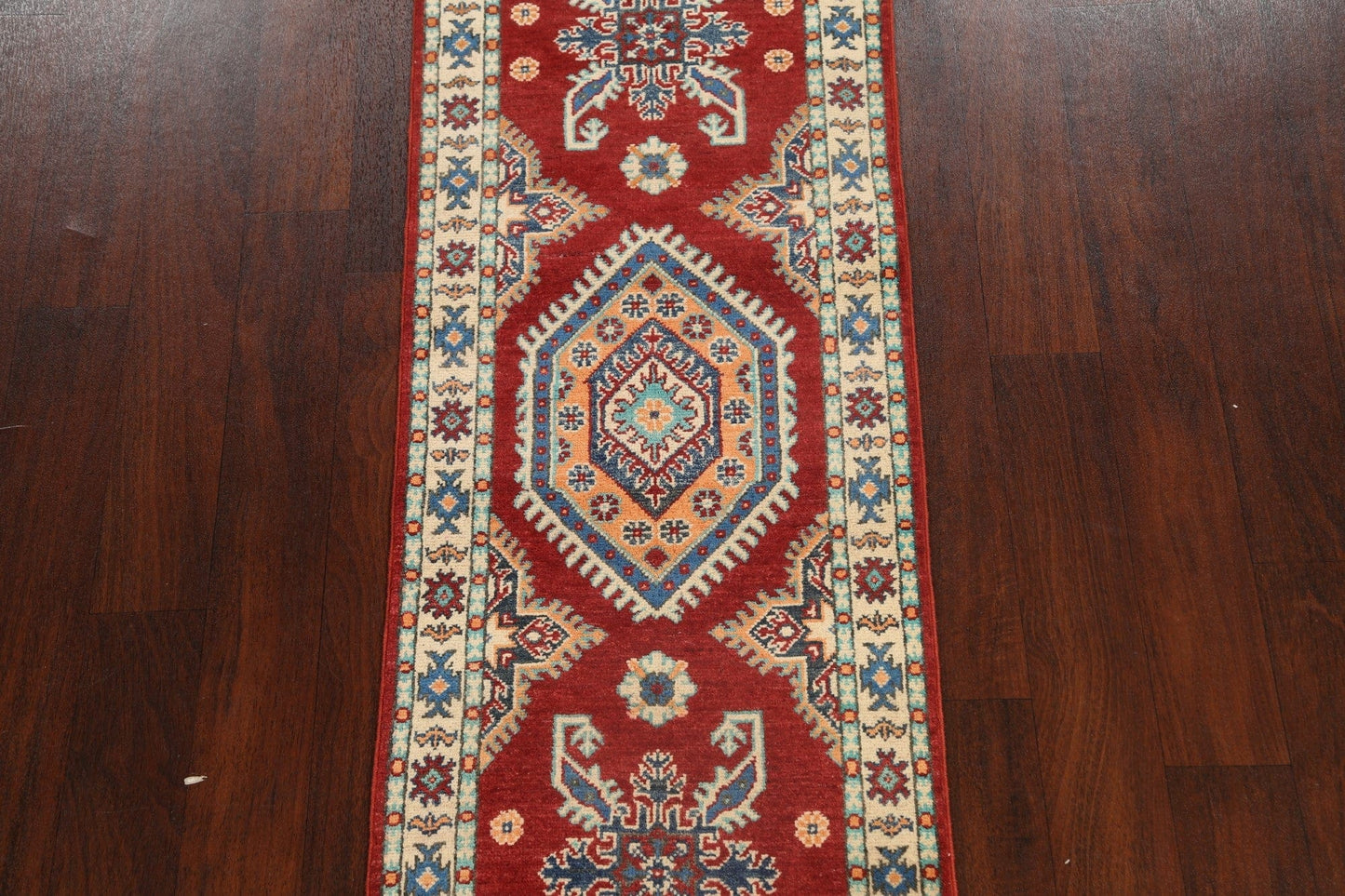 Geometric Kazak Oriental Runner Rug 2x6