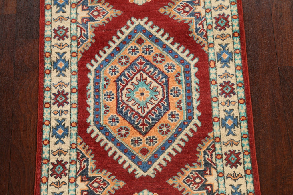 Geometric Kazak Oriental Runner Rug 2x6