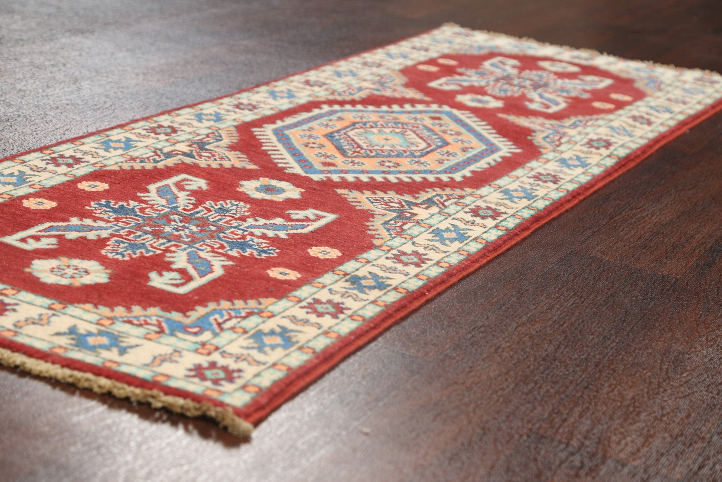 Geometric Kazak Oriental Runner Rug 2x6