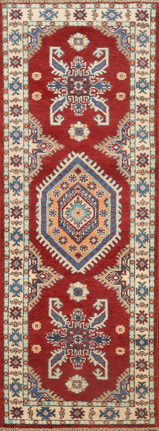 Geometric Kazak Oriental Runner Rug 2x6