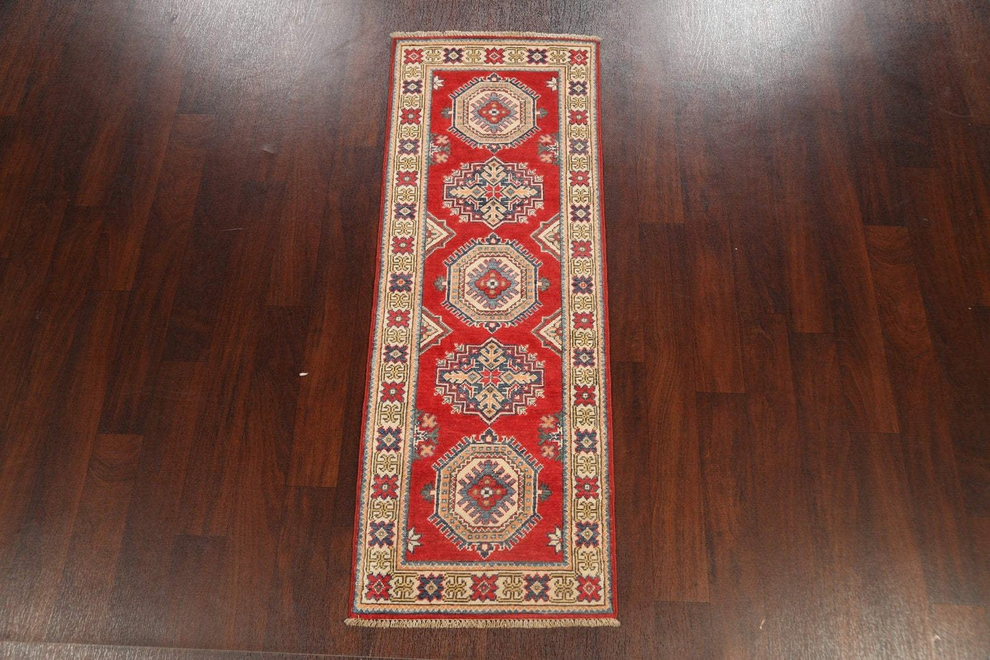 Geometric Kazak Oriental Runner Rug 2x5