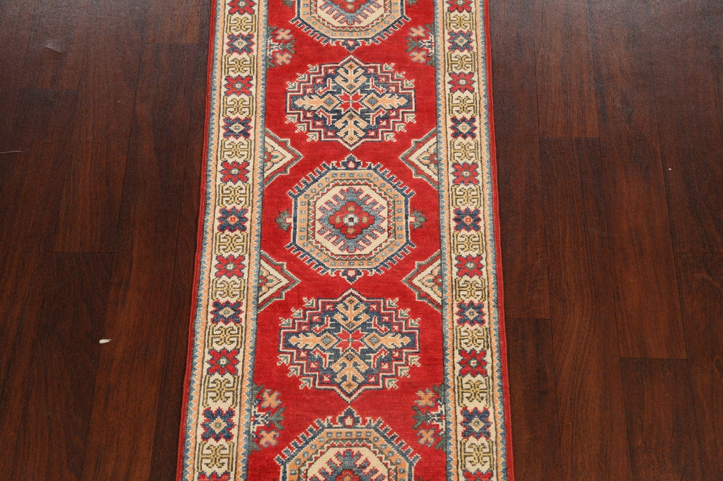 Geometric Kazak Oriental Runner Rug 2x5