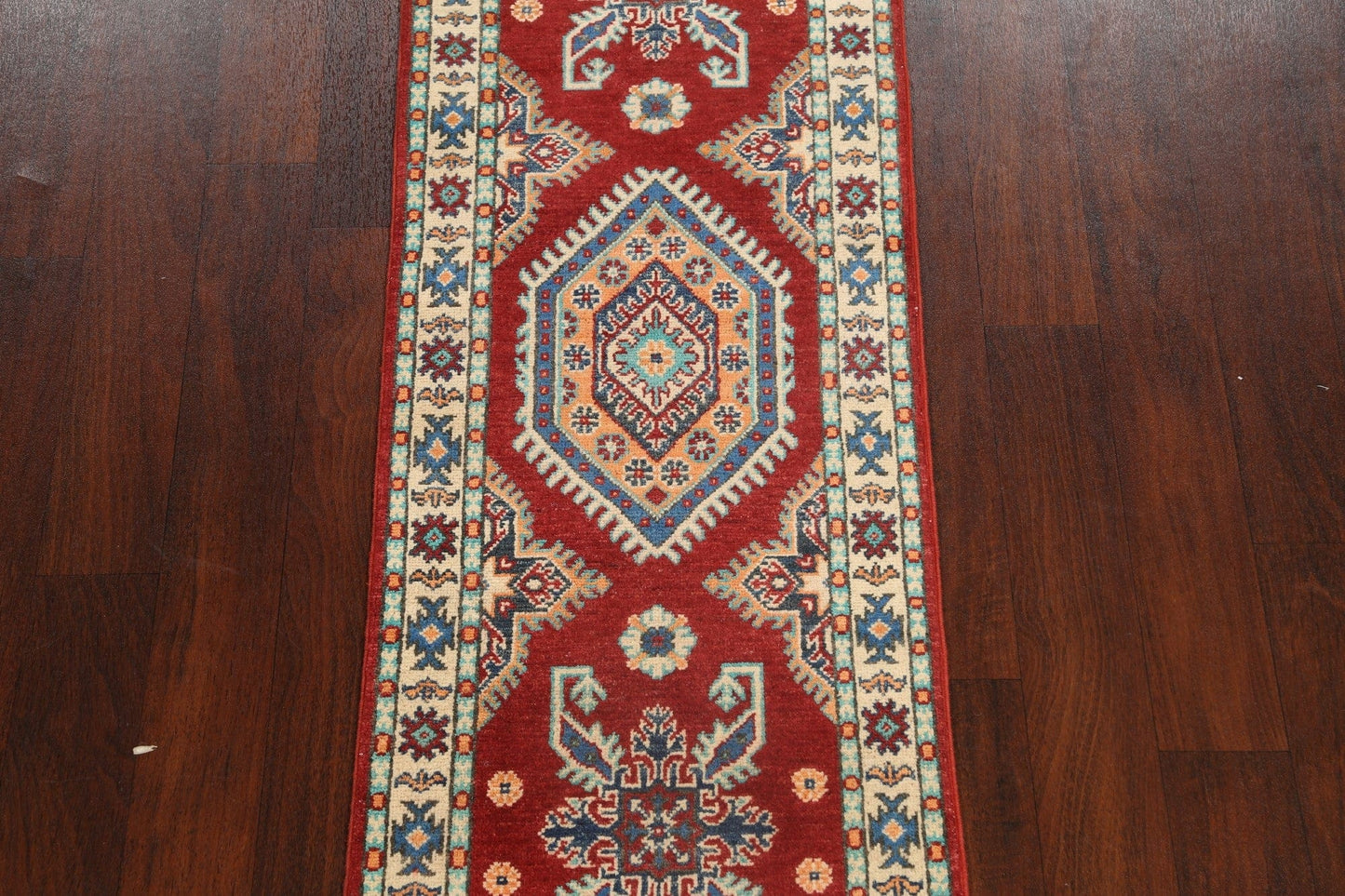 Geometric Kazak Oriental Runner Rug 2x6