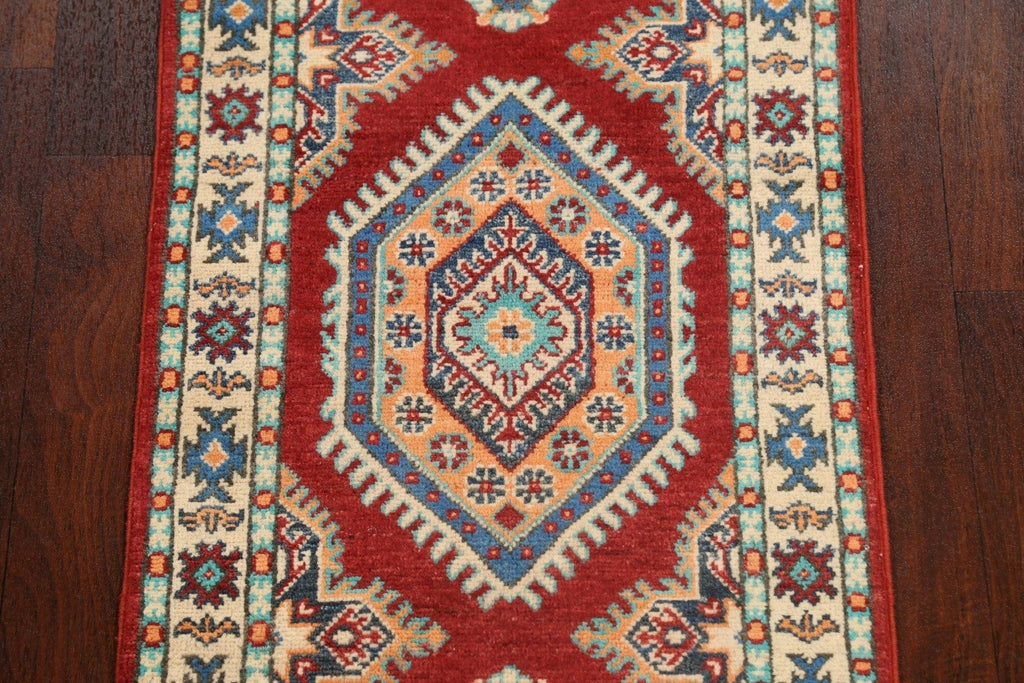 Geometric Kazak Oriental Runner Rug 2x6