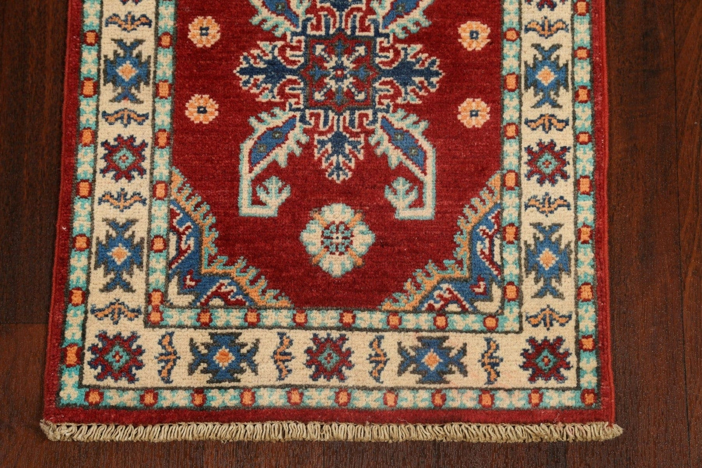 Geometric Kazak Oriental Runner Rug 2x6