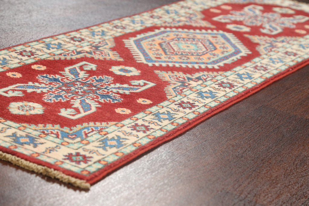 Geometric Kazak Oriental Runner Rug 2x6