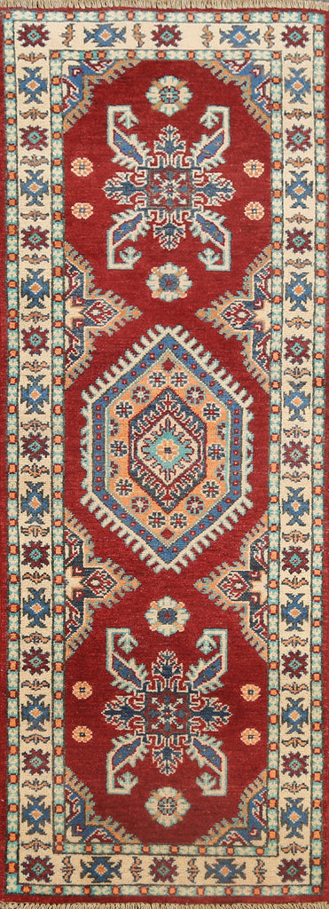 Geometric Kazak Oriental Runner Rug 2x6