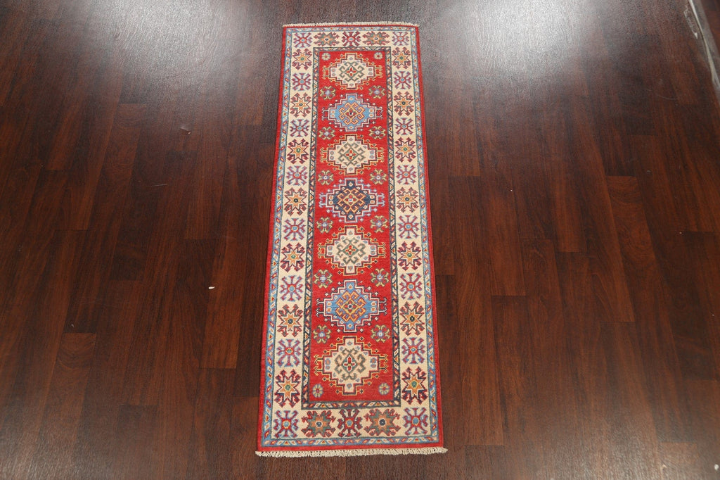 Geometric Kazak Oriental Runner Rug 2x6