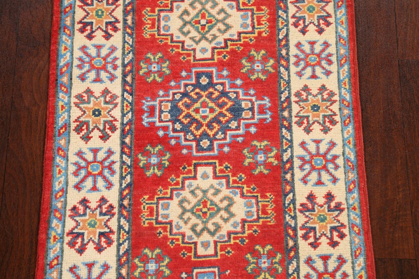 Geometric Kazak Oriental Runner Rug 2x6