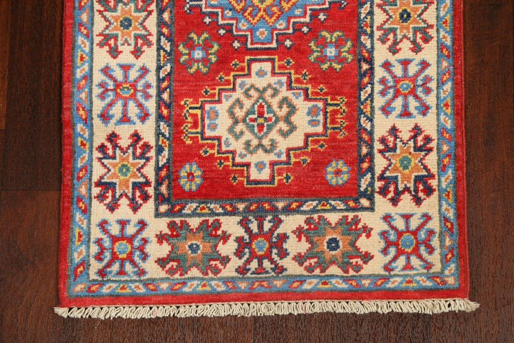 Geometric Kazak Oriental Runner Rug 2x6