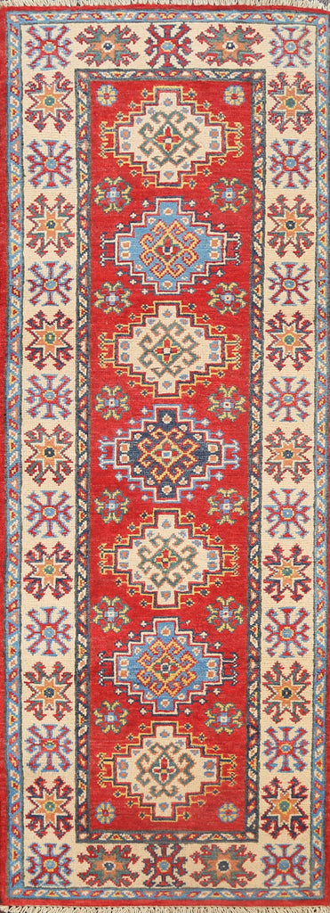 Geometric Kazak Oriental Runner Rug 2x6