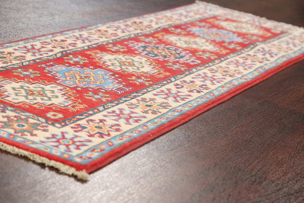 Geometric Kazak Oriental Runner Rug 2x6