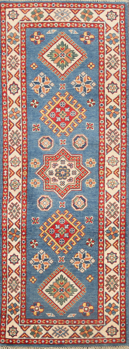 Geometric Kazak Oriental Runner Rug 2x6