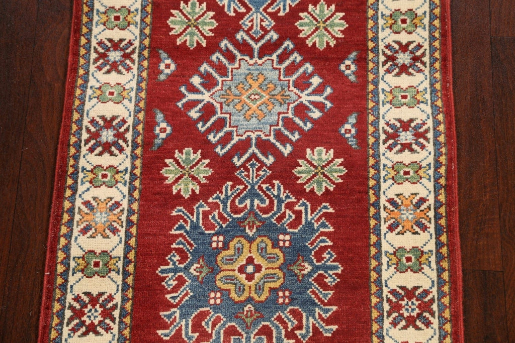 Geometric Kazak Oriental Runner Rug 2x6