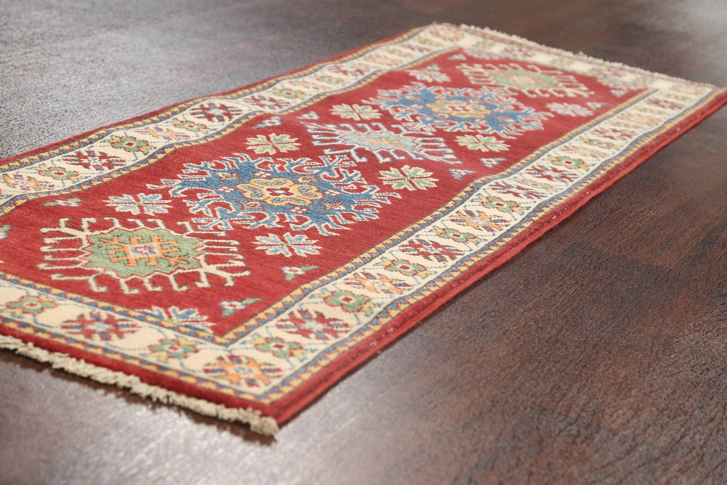 Geometric Kazak Oriental Runner Rug 2x6