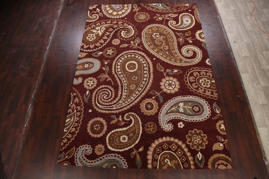 Paisley Floral Burgundy Area Rug 8x11