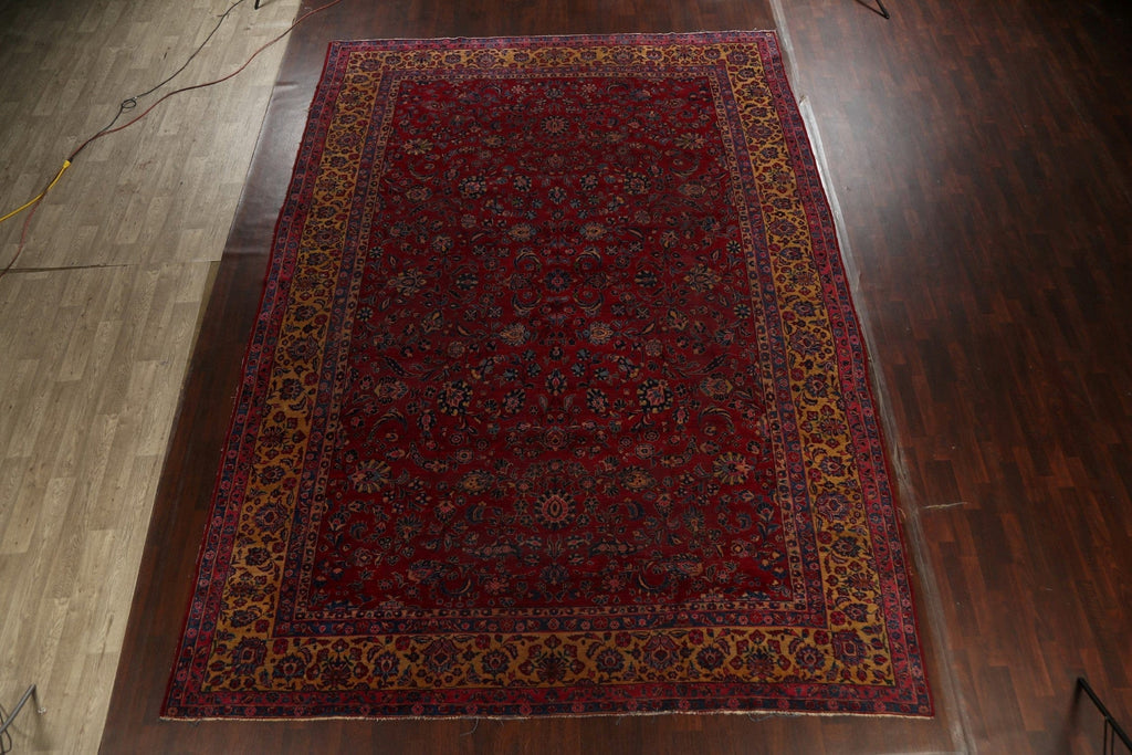 Pre-1900 Antique Vegetable Dye Sarouk Persian Area Rug 11x15