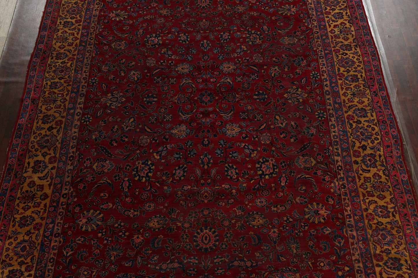 Pre-1900 Antique Vegetable Dye Sarouk Persian Area Rug 11x15