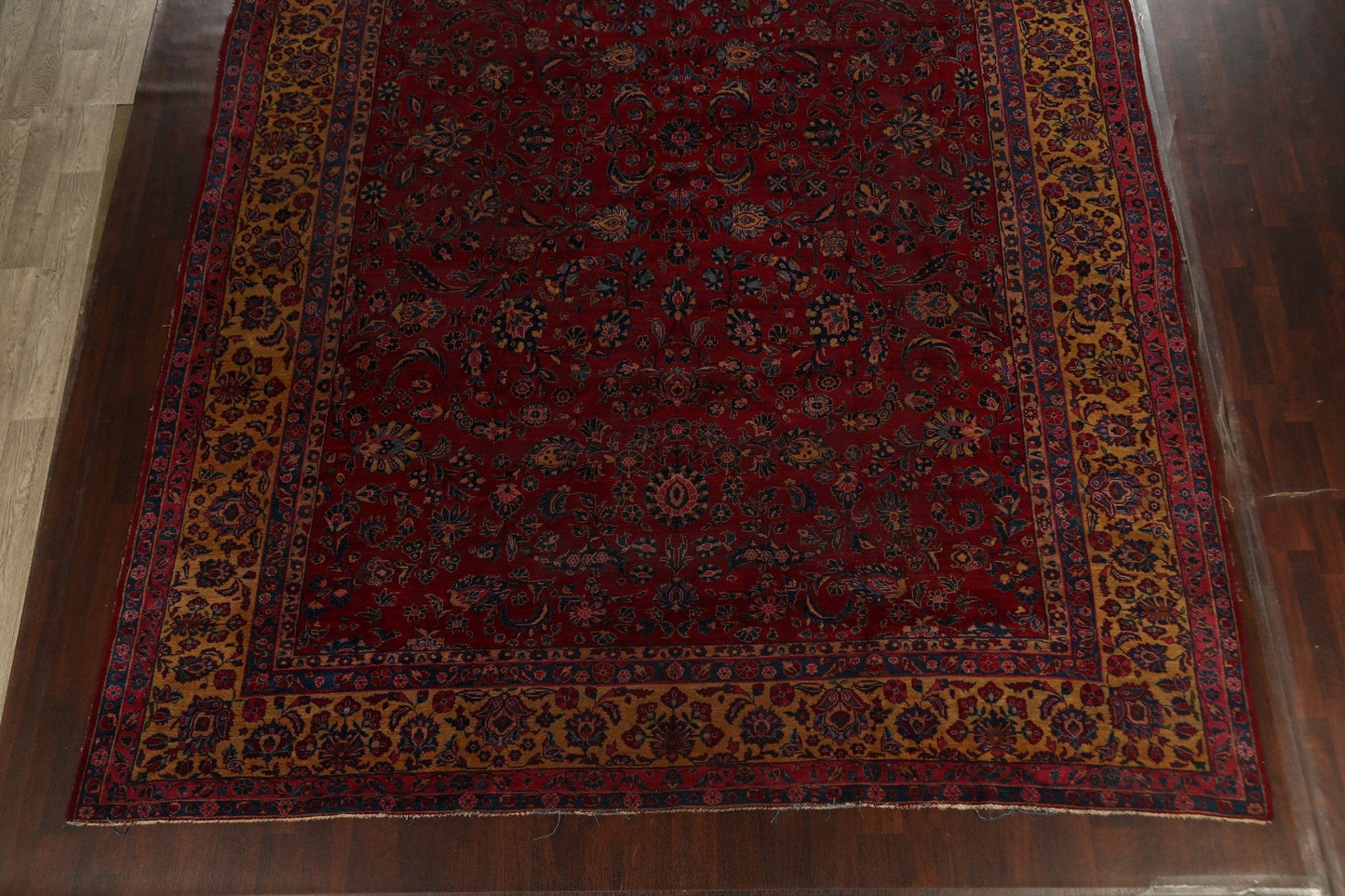 Pre-1900 Antique Vegetable Dye Sarouk Persian Area Rug 11x15