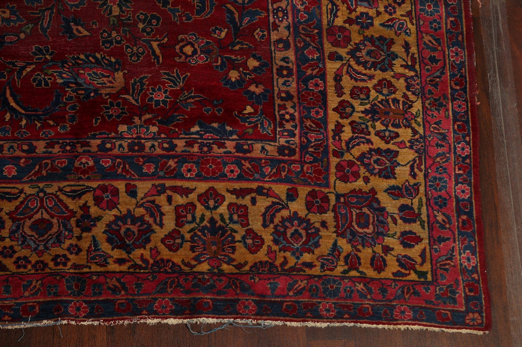 Pre-1900 Antique Vegetable Dye Sarouk Persian Area Rug 11x15