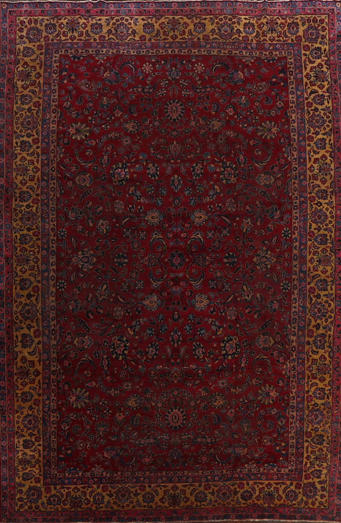 Pre-1900 Antique Vegetable Dye Sarouk Persian Area Rug 11x15