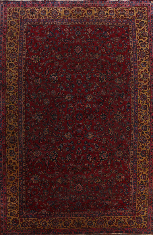 Pre-1900 Antique Vegetable Dye Sarouk Persian Area Rug 11x15