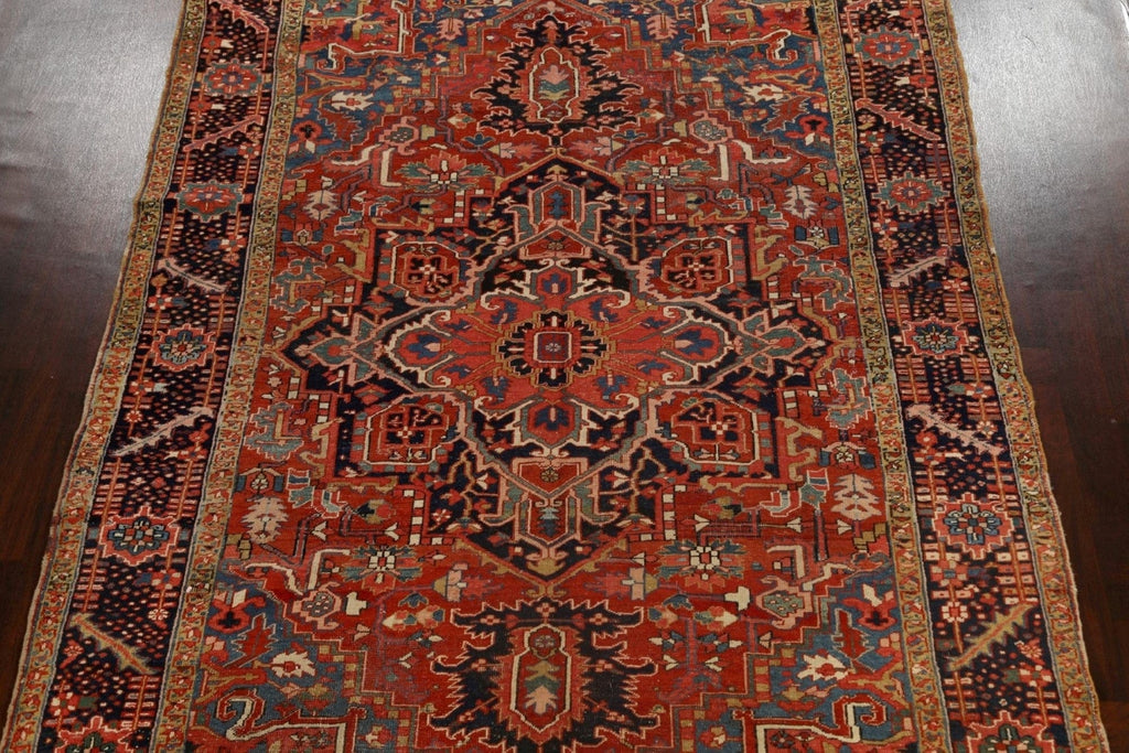 Pre-1900 Antique Vegetable Dye Heriz Serapi Persian Area Rug 8x12