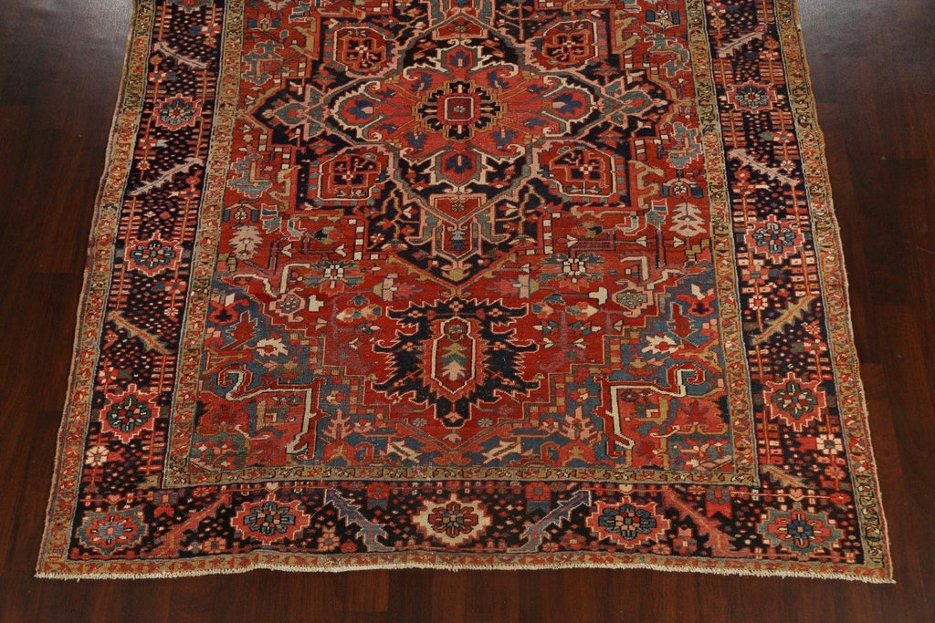 Pre-1900 Antique Vegetable Dye Heriz Serapi Persian Area Rug 8x12