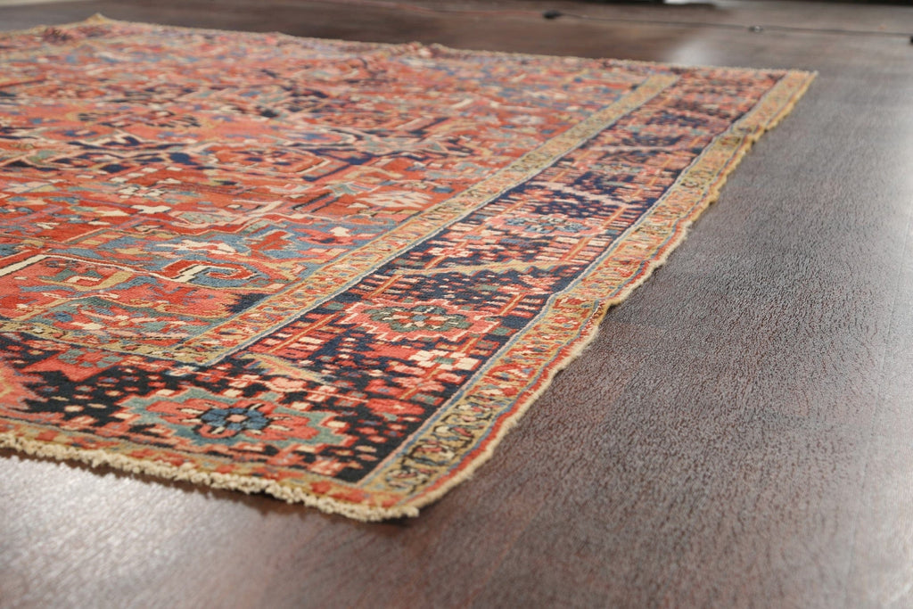 Pre-1900 Antique Vegetable Dye Heriz Serapi Persian Area Rug 8x12