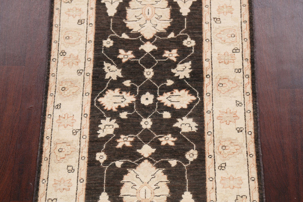 Vegetable Dye Floral Peshawar Chobi Oriental Runner Rug 3x10